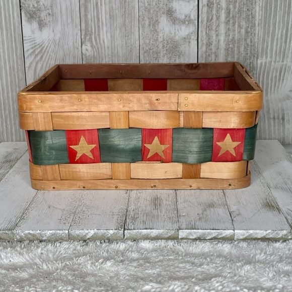 Wooden Christmas Stars Square Basket - Picture 3 of 8